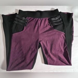 Venus vintage inspired skinny mob wife velvety like pants purple & black Medium